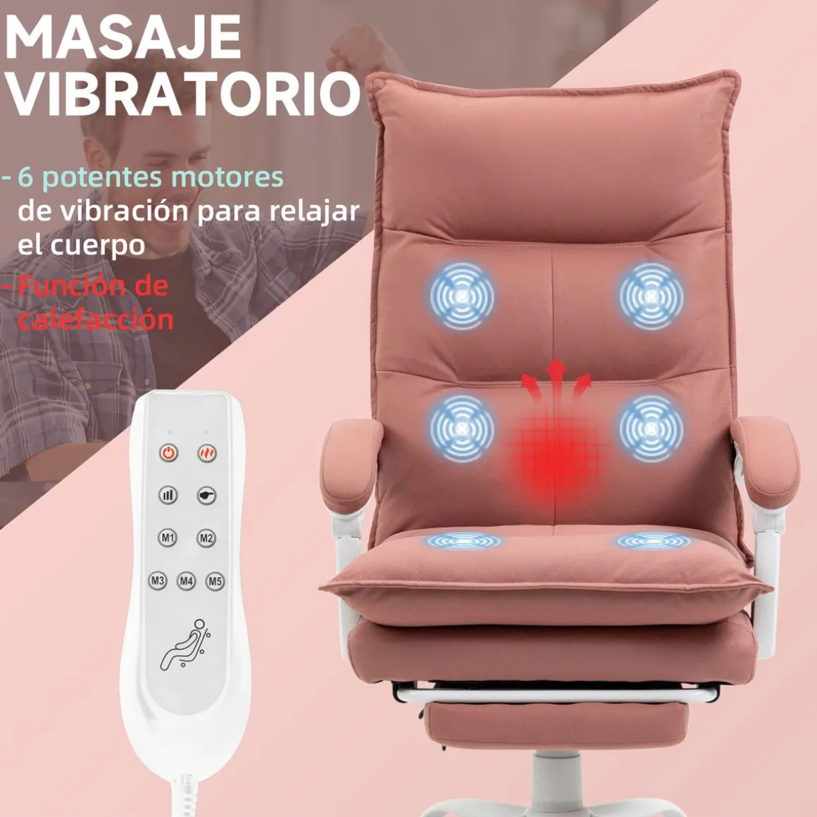 Silla de oficina Tebhe Vinsetto función masaje 5 modos 114-121,5x66x74 cm