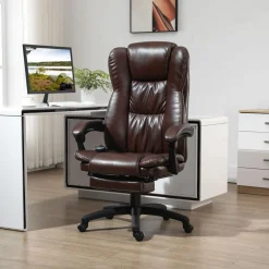 Silla de oficina Uwak Vinsetto función masaje reclinable marrón 113-121x68,5x68,5 cm