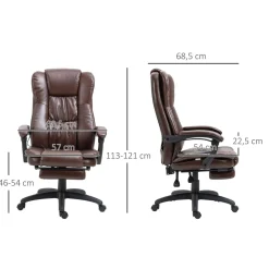 Silla de oficina Uwak Vinsetto función masaje reclinable marrón 113-121x68,5x68,5 cm