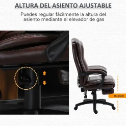 Silla de oficina Uwak Vinsetto función masaje reclinable marrón 113-121x68,5x68,5 cm