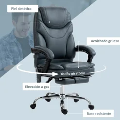 Silla de oficina Vic Vinsetto masaje vibratorio y calefacción lumbar gris 113-121x67x67 cm
