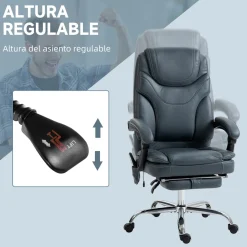 Silla de oficina Vic Vinsetto masaje vibratorio y calefacción lumbar gris 113-121x67x67 cm