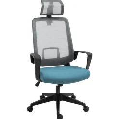 Silla de oficina Vinsetto con reposacabezas azul/gris 116,5-125,5x63,5x63 cm