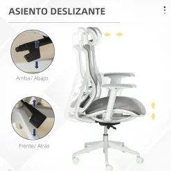 Silla de oficina Wark Vinsetto altura ajustable con reposacabezas 109-117x63x62 cm