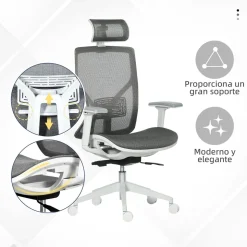 Silla de oficina Wark Vinsetto altura ajustable con reposacabezas 109-117x63x62 cm