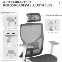 Silla de oficina Wark Vinsetto altura ajustable con reposacabezas 109-117x63x62 cm