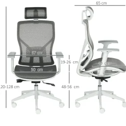 Silla de oficina Wark Vinsetto altura ajustable con reposacabezas 109-117x63x62 cm