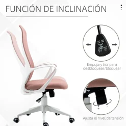 Silla de oficina Warton Vinsetto altura ajustable baculante rosa 110-119,5x62x56 cm