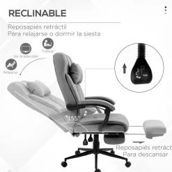 Silla de oficina Wono Vinsetto altura ajustable con reposapiés gris 112-120x66x76 cm