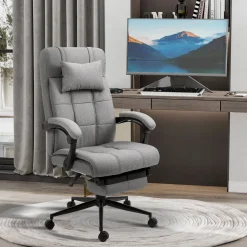 Silla de oficina Wono Vinsetto altura ajustable con reposapiés gris 112-120x66x76 cm