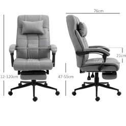 Silla de oficina Wono Vinsetto altura ajustable con reposapiés gris 112-120x66x76 cm