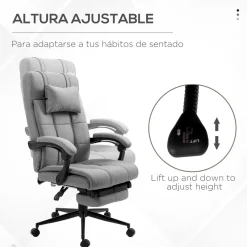 Silla de oficina Wono Vinsetto altura ajustable con reposapiés gris 112-120x66x76 cm