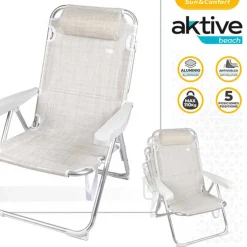 Silla de playa Aktive Beach 5 posiciones con reposacabezas acolchado