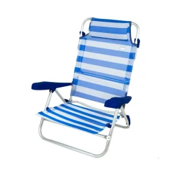 Silla de playa Aktive Beach 8 posiciones + cojín azul 82x56x49 cm