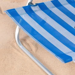 Silla de playa Aktive Beach 8 posiciones + cojín azul 82x56x49 cm