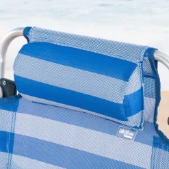 Silla de playa Aktive Beach 8 posiciones + cojín azul 82x56x49 cm