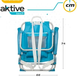 Silla de playa Aktive reclinable + reposacabezas + bolsillos azul