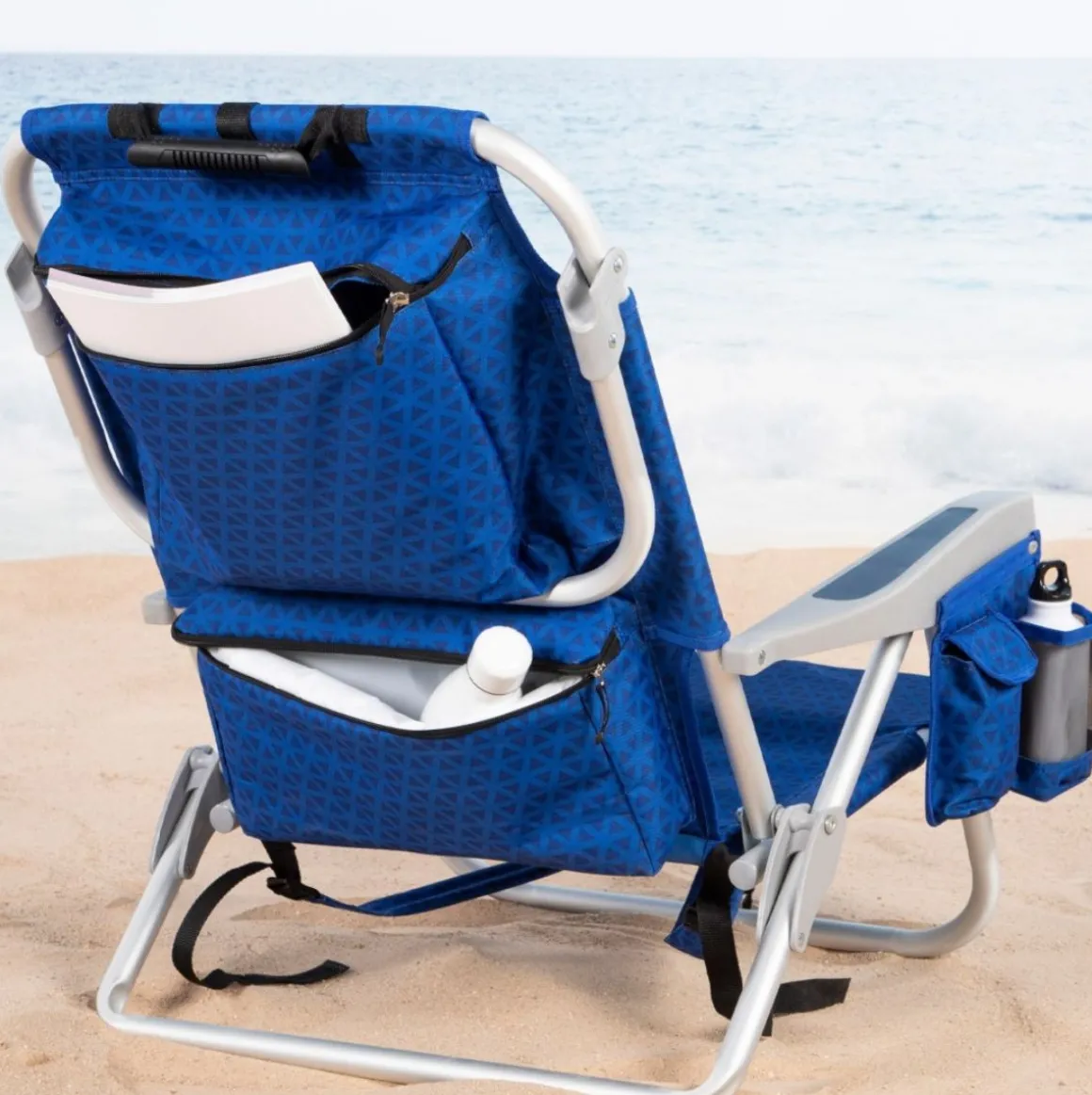 Silla de playa Aktive reclinable 5 posiciones + reposacabezas azul