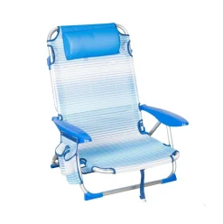 Silla de playa Mallorca Aktive cojín + bolsillos + asa azul claro