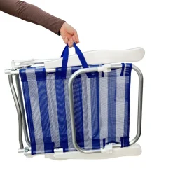 Silla de playa New Ariel reclinable con asas azul/blanco 81x66x62,5 cm
