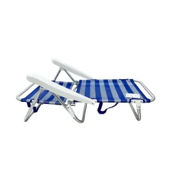 Silla de playa New Ariel reclinable con asas azul/blanco 81x66x62,5 cm