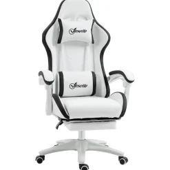Silla gaming Blane Vinsetto altura regulable con reposapiés blanco 121-129x65x65 cm