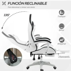 Silla gaming Blane Vinsetto altura regulable con reposapiés blanco 121-129x65x65 cm