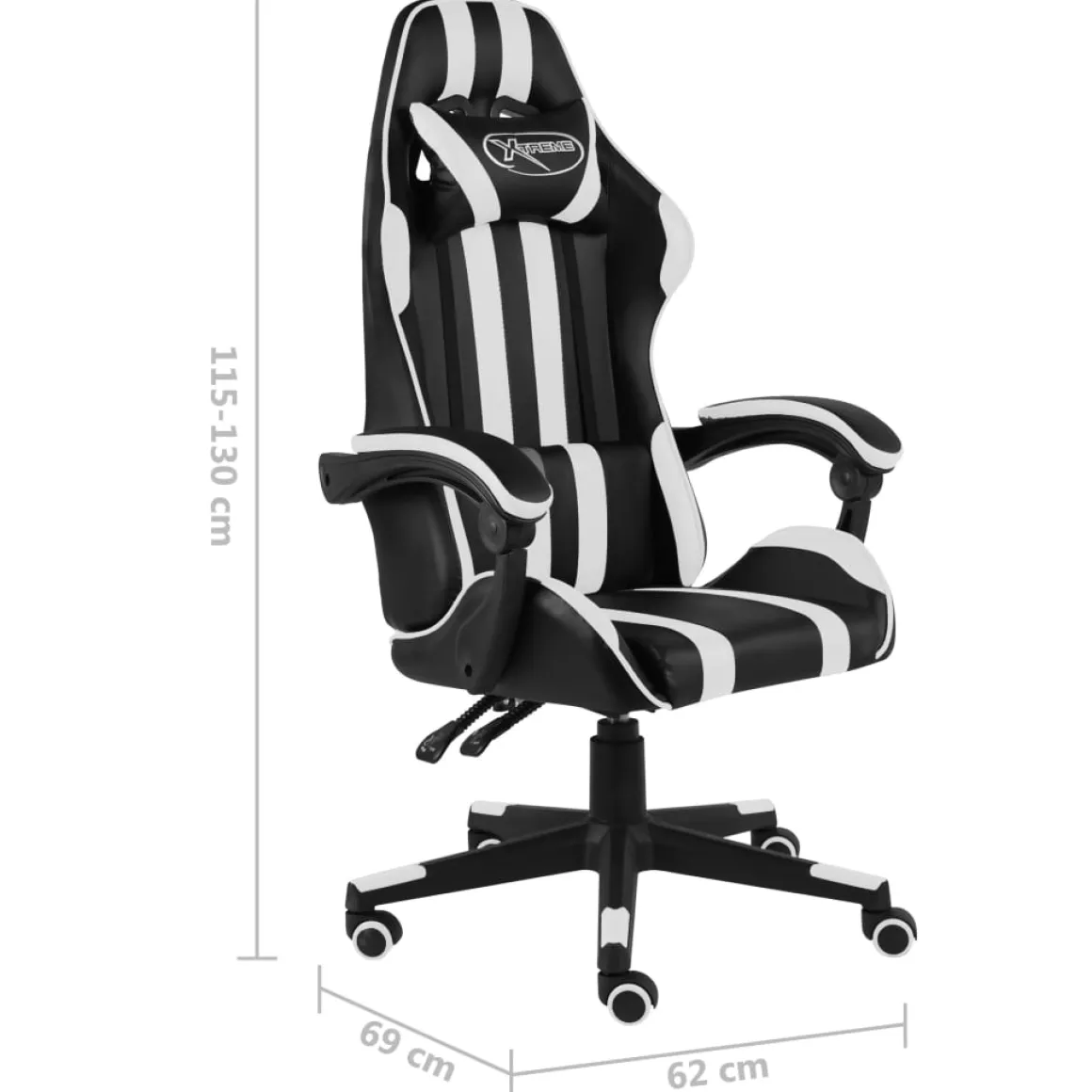 Silla gaming Louren altura regulable con reposacabezas 115-160x62x69 cm
