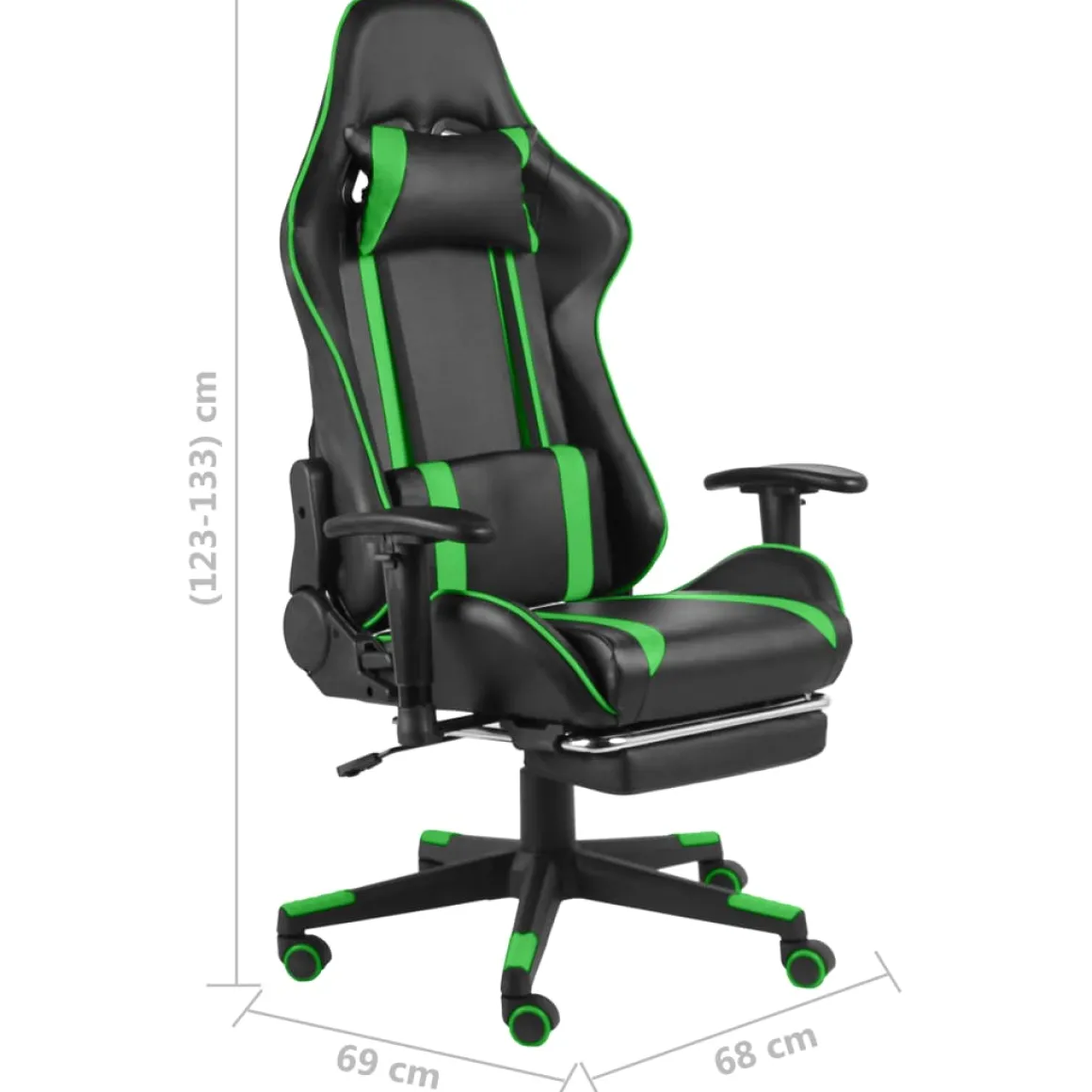 Silla gaming Power con reposapiés inclinable 123-133x68x69 cm