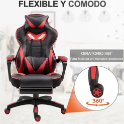 Silla gaming regulable con reposapiés