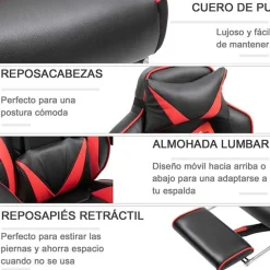 Silla gaming regulable con reposapiés