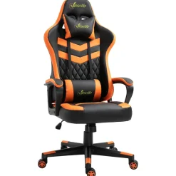 Silla gaming Vade Vinsetto altura regulable con reposacabzas negro/naranja 121-129x61x70 cm
