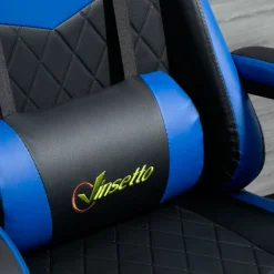 Silla gaming Vinsetto altura regulable reposacabezas cojín lumbar azul/negro 121/129x61x70 cm