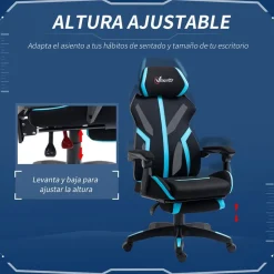 Silla Gaming Vinsetto con reposapies azul/negro 119-129x65x65 cm