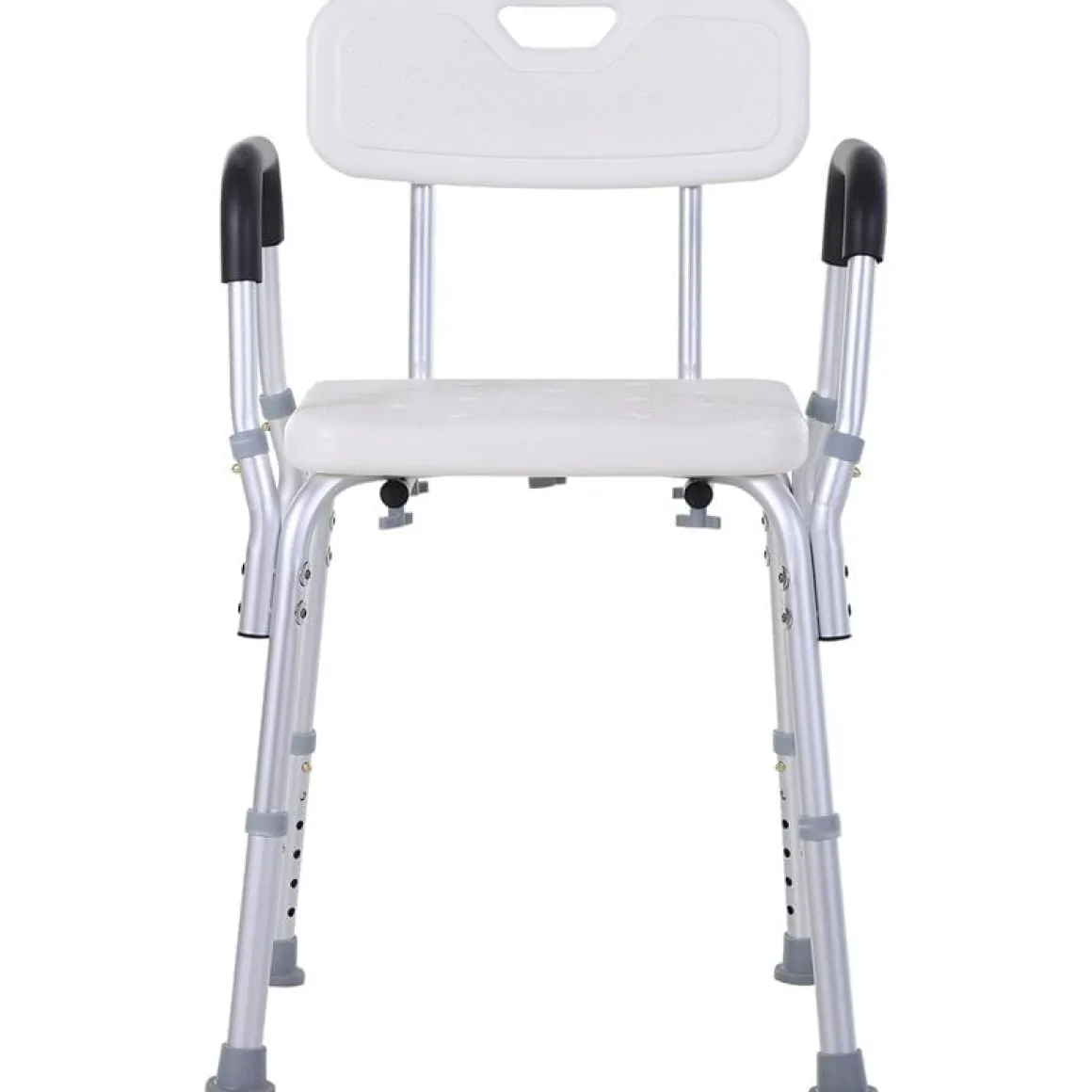 Silla para ducha Homcom regulable con respaldo+reposabrazos blanco 71-84x51,5x43,5 cm