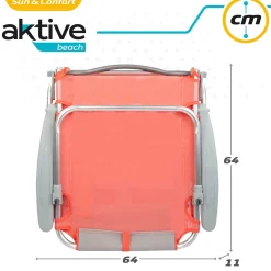 Silla plegable Aktive 4 posiciones con cojín + bolsillo + asa 76x64x45 cm
