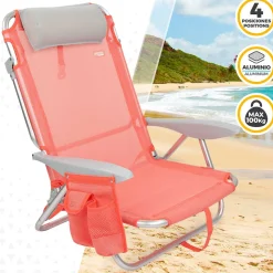 Silla plegable Aktive 4 posiciones con cojín + bolsillo + asa 76x64x45 cm