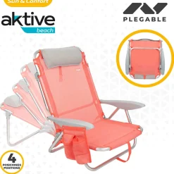 Silla plegable Aktive 4 posiciones con cojín + bolsillo + asa 76x64x45 cm