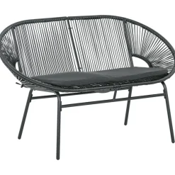 Sillón Acapulco Outsunny 2 plazas 260kg exterior negro 83x132x72 cm