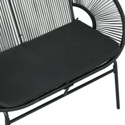 Sillón Acapulco Outsunny 2 plazas 260kg exterior negro 83x132x72 cm