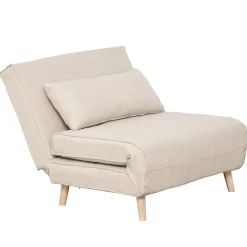 Sillón cama Derby Homcom respaldo ajustable beige 80x94x78 cm