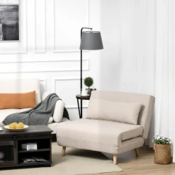 Sillón cama Derby Homcom respaldo ajustable beige 80x94x78 cm