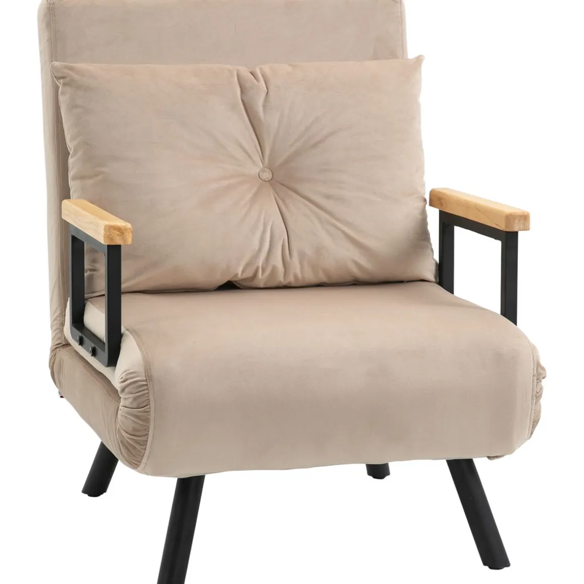 Sillón cama Prince Homcom ajustable 5 niveles beige 81x63x73 cm