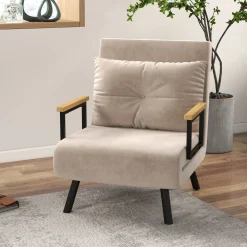 Sillón cama Prince Homcom ajustable 5 niveles beige 81x63x73 cm