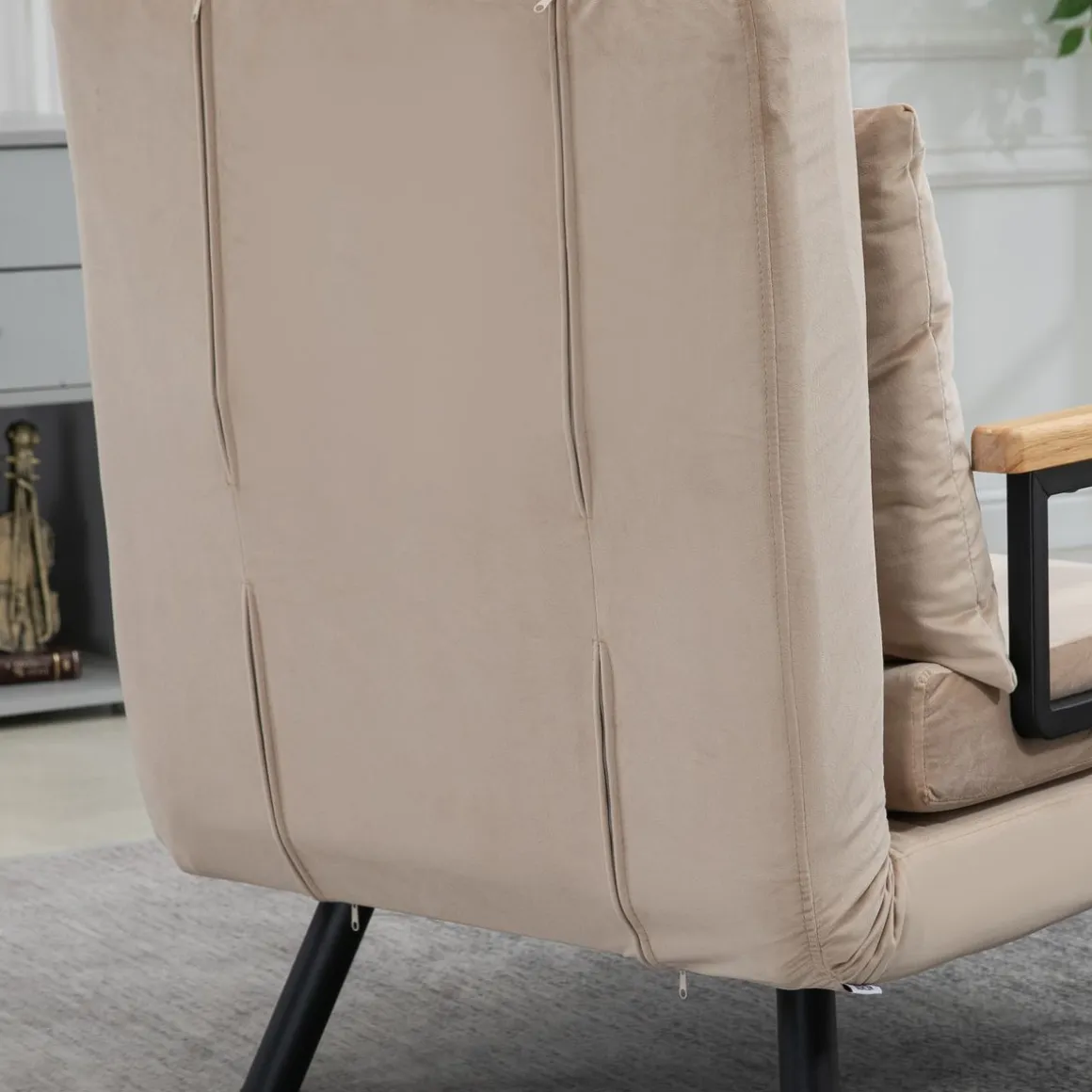 Sillón cama Prince Homcom ajustable 5 niveles beige 81x63x73 cm