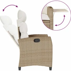 Sillón de jardín Callangate respaldo reclinable + mesa lateral 94x65x58 cm