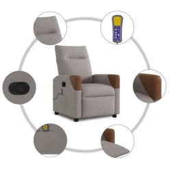 Sillón de masaje Catalina reclinable + 6 puntos de masaje + mando gris 84-100x69x86 cm