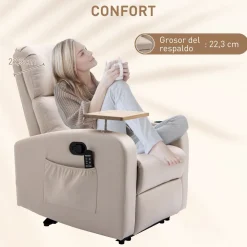 Sillón de masaje Dile Homcom con mesa giratoria 4 modos beige 105x77x93 cm