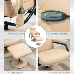 Sillón de masaje eléctrico Homcom con reposapiés