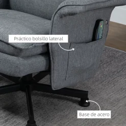 Sillón de masaje Yelo Homcom con reposapiés 8 zonas gris 99x78x93 cm